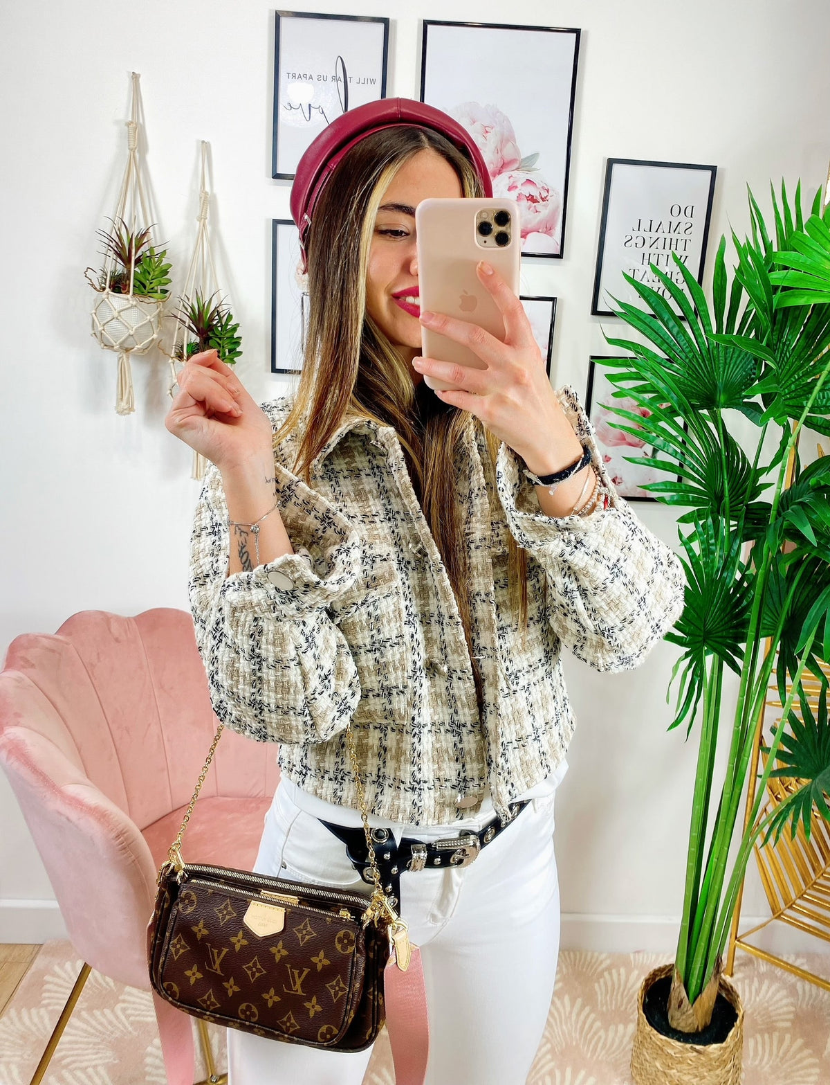 Giacca in tweed beige