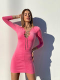 Abito aderente rosa con punto luce