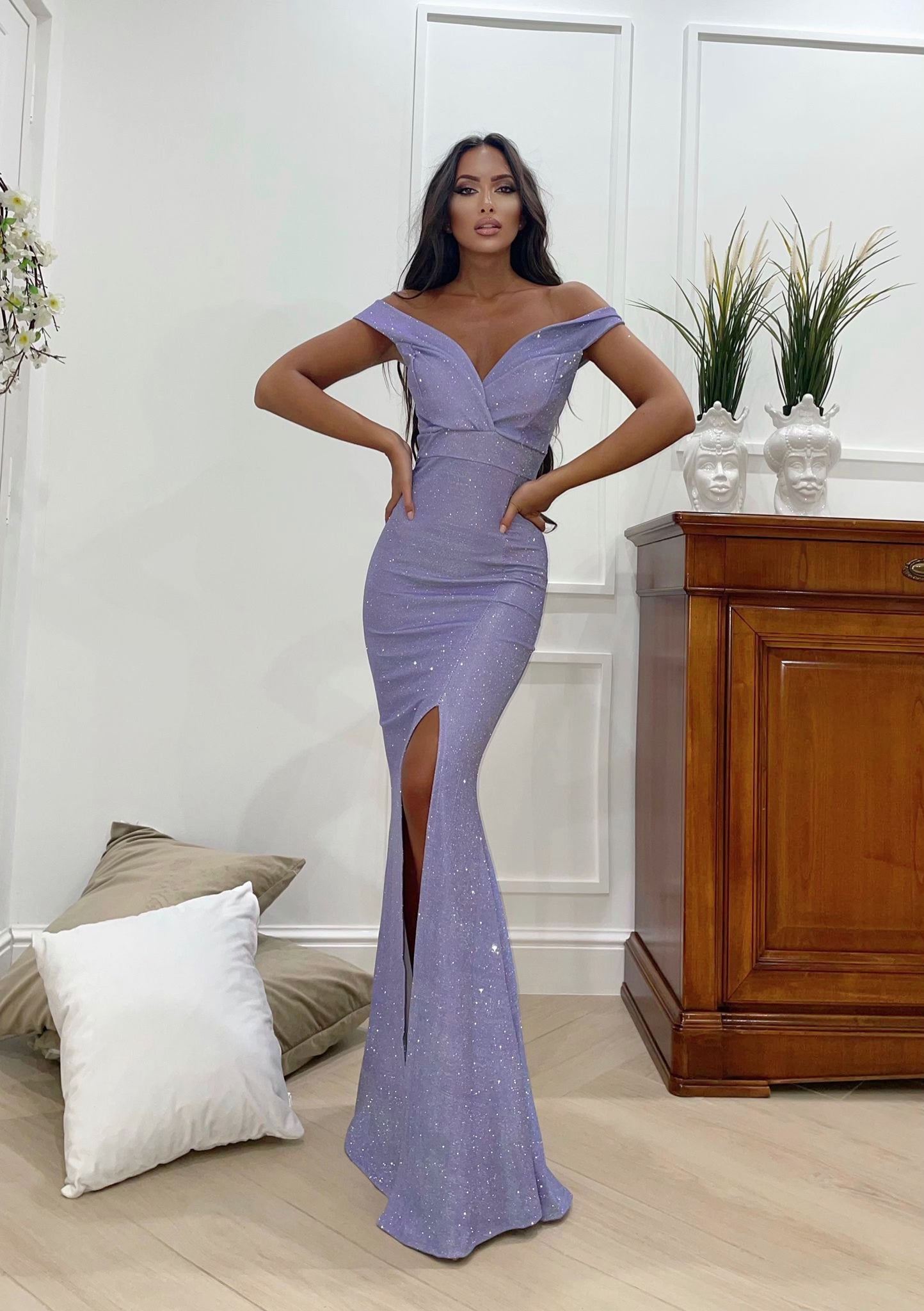 Dress Lungo con spacco per evento lilla