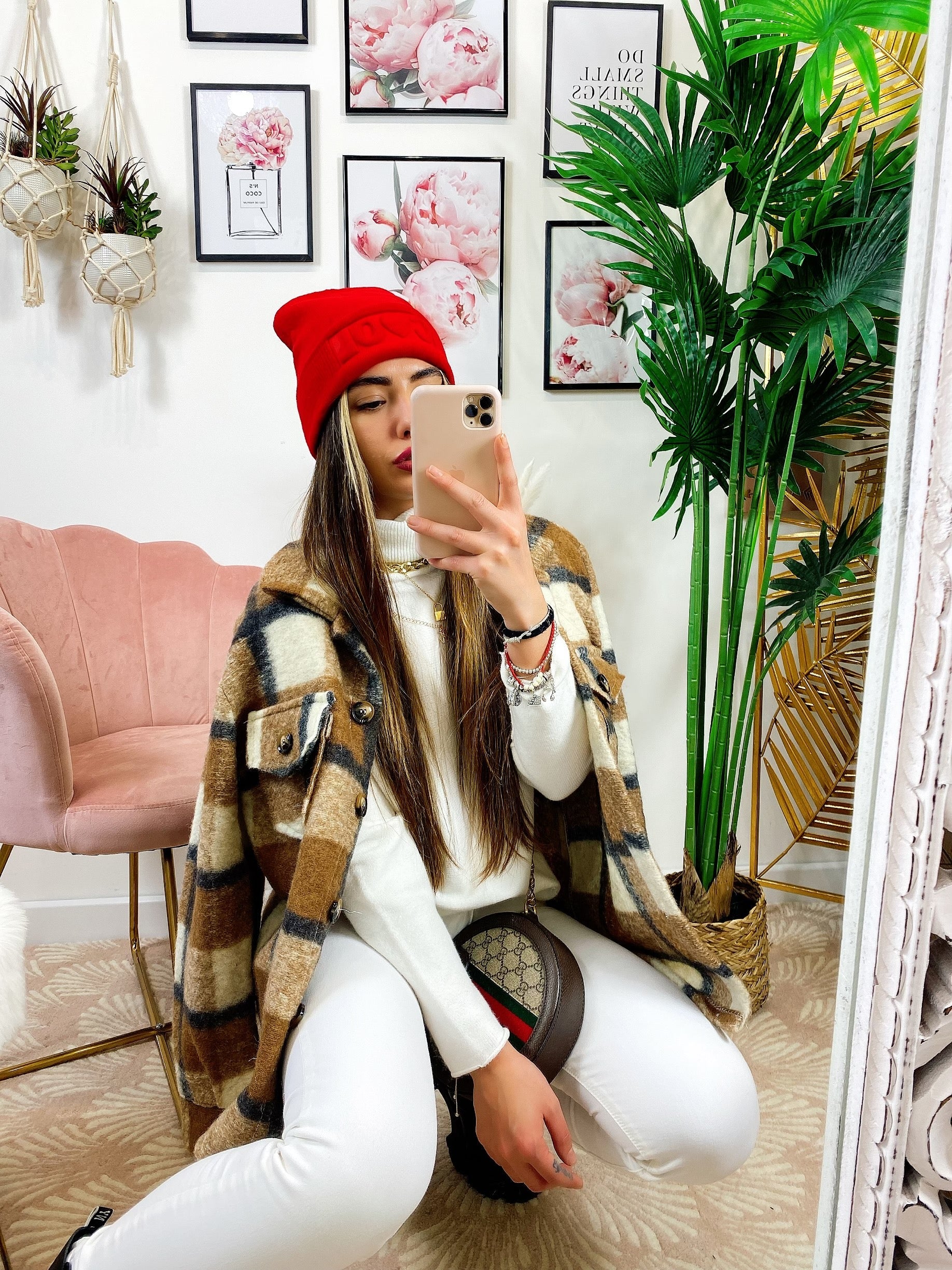 Giacca a quadri Camel