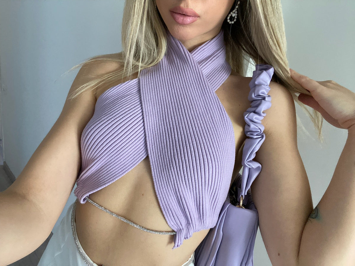 Top lilla incrociato
