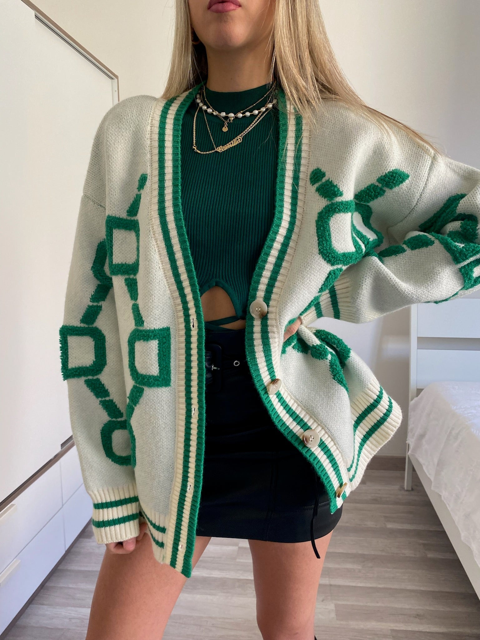 Cardigan influencer verde Top quality