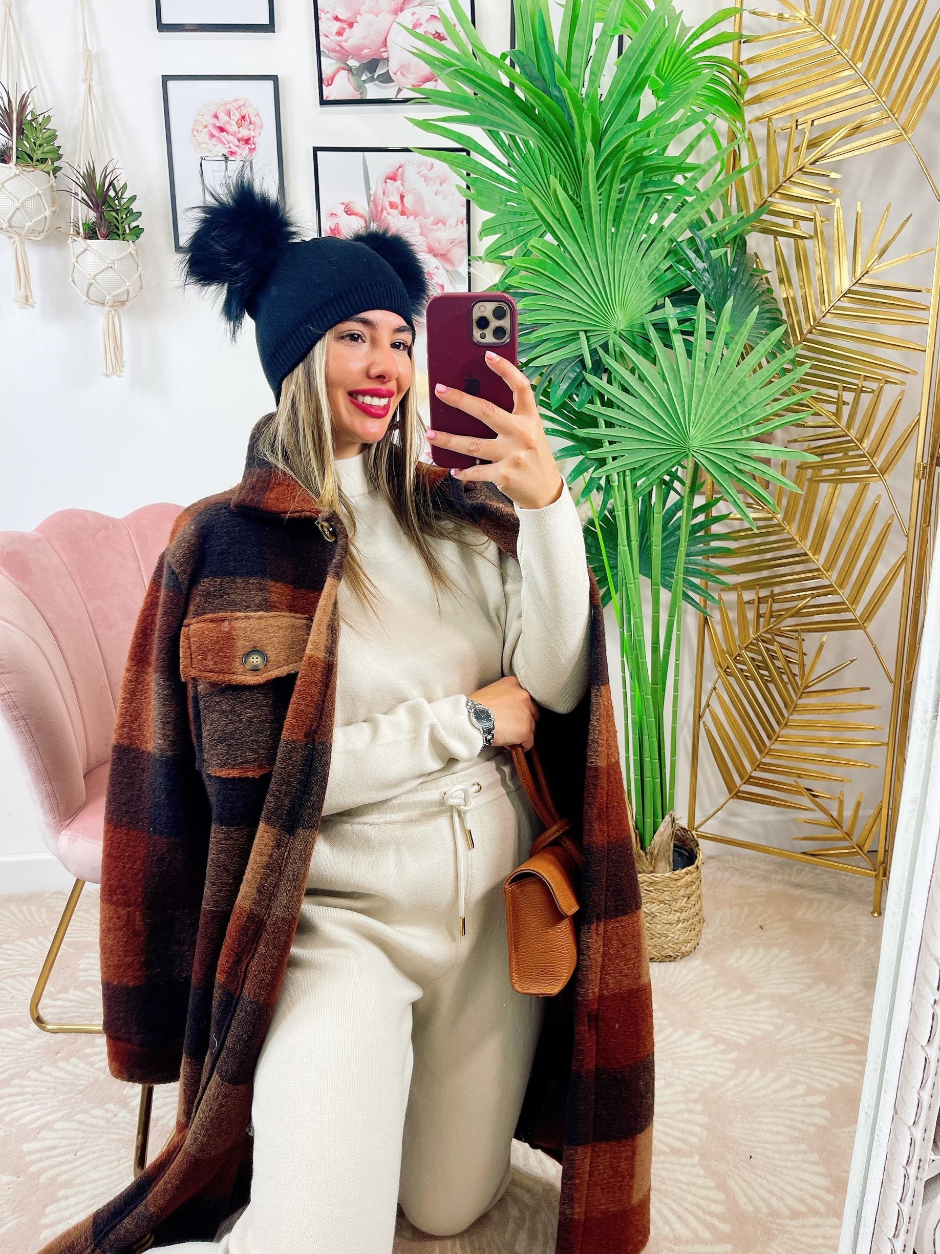 Maxi camicione a quadri Camel