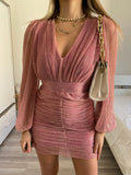 Abito arricciato rosa