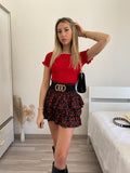 Top plissettano rosso