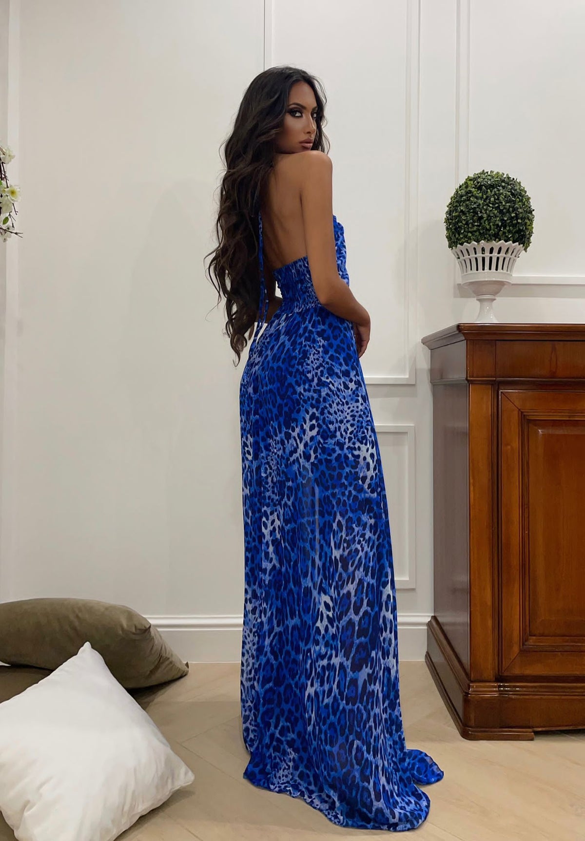 Abito animalier blu