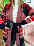 Cardigan con frange Rosso Nero