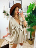 Abito a kimono in raso con cintura