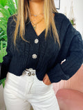 Maglione top quality nero con gioiello in strass
