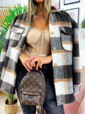 Giacca a quadri dettaglio beige