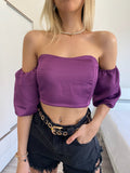 Top purple scollo a cuore