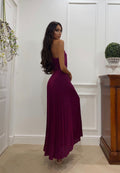 Abito monospalla glitter amarena