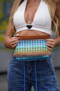 Bag in raffia con tracolla verde