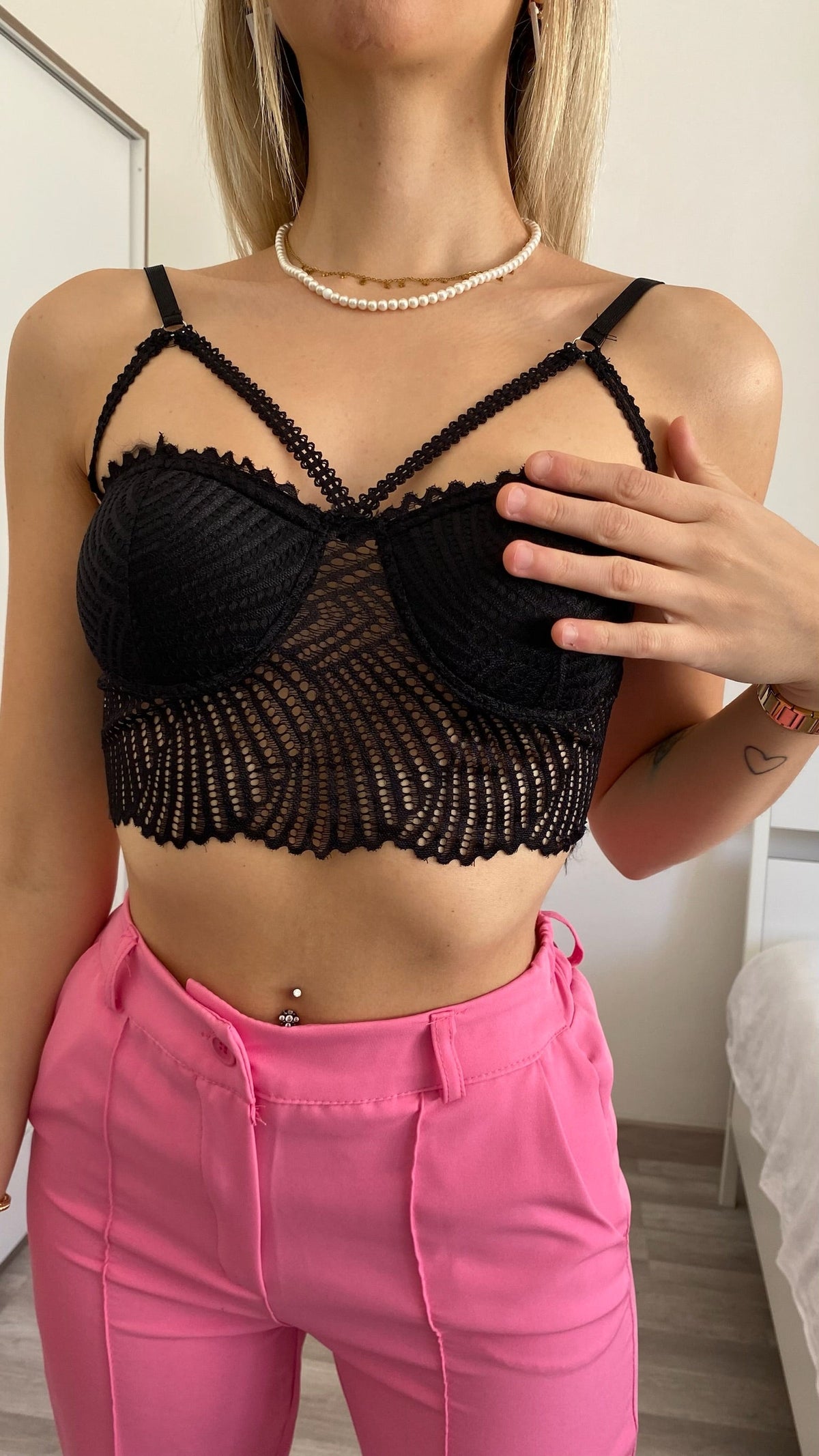 Bralette in pizzo nera