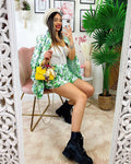 Completo Giacca e Short fiori verdi