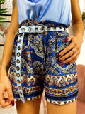 Short etnico dettaglio blu
