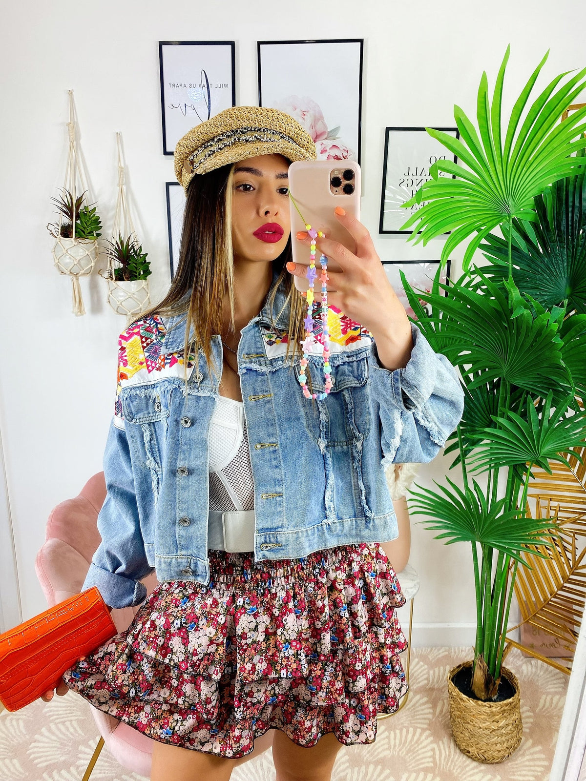 Giacca di jeans con Ricami