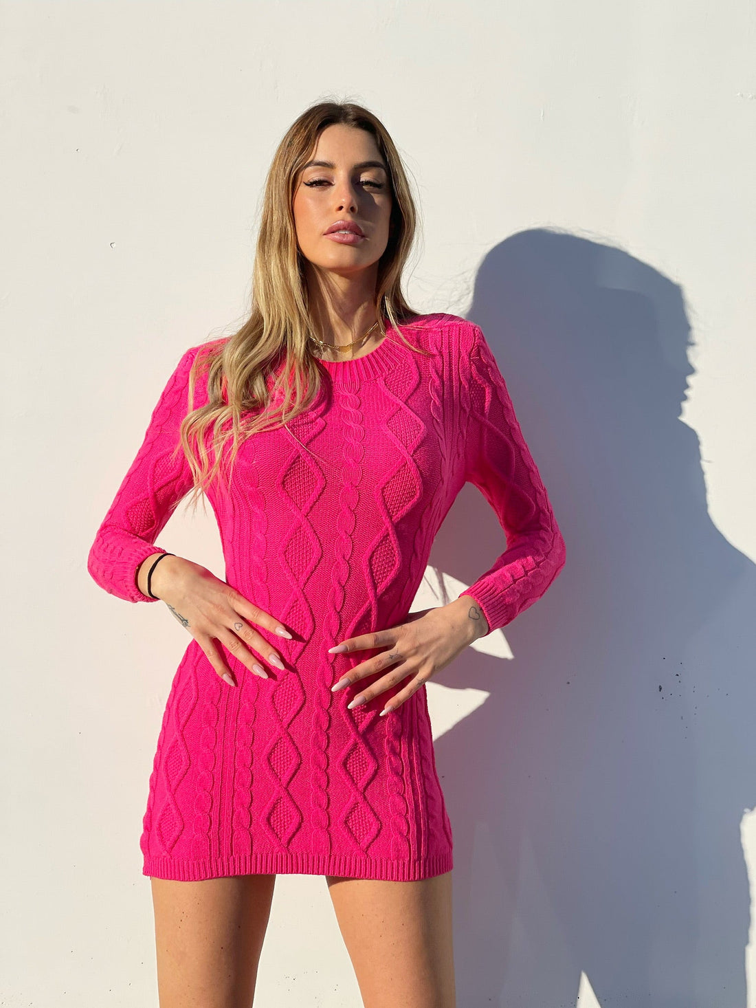 Abito a trecce schiena aperta Fuxia
