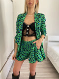 Completo giacca e Short maculato verde