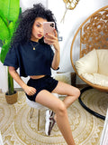 Completo sportivo maglia e pantaloncino nero