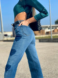 Jeans wide leg con cuori