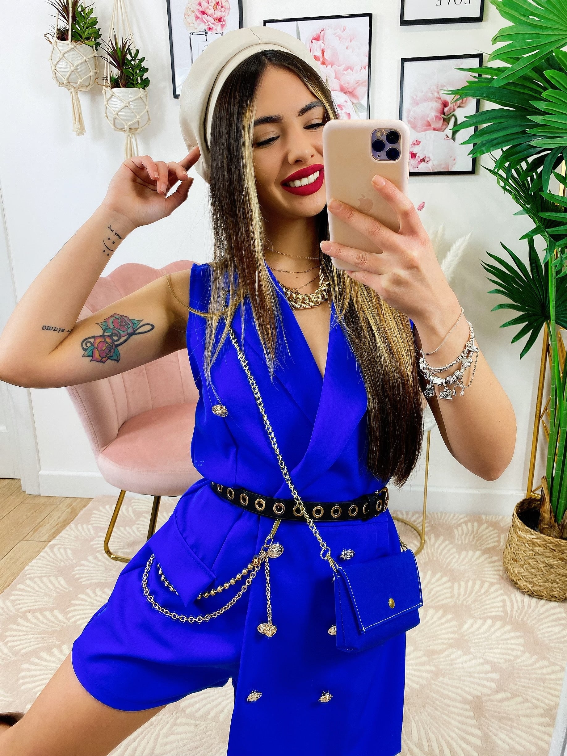 Tutina a Blazer con borsetta Blu