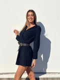 Abito glitter nero con colletto