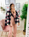 Giacca a quadri Black dettaglio fucsia