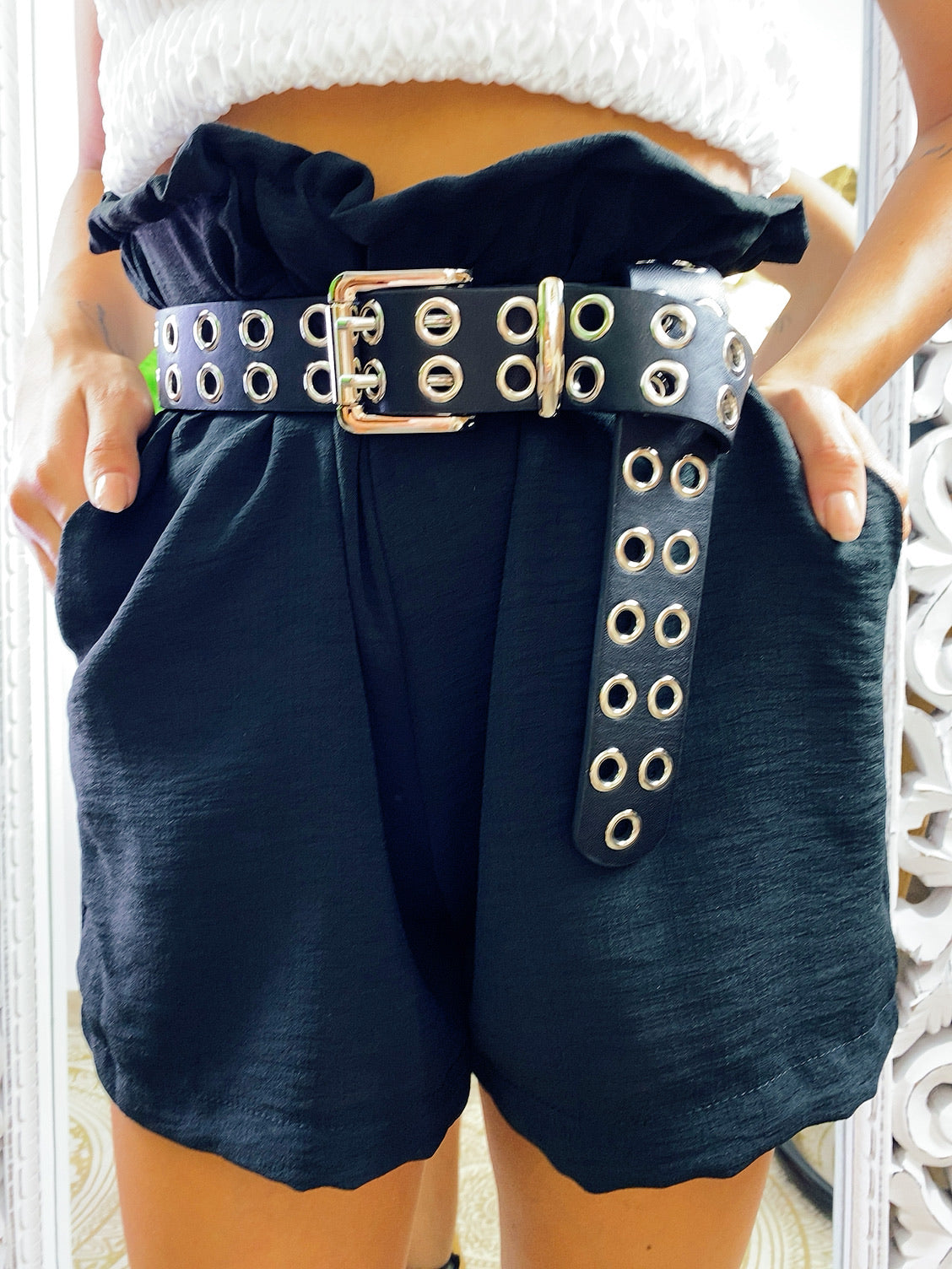 Short nero con elastico