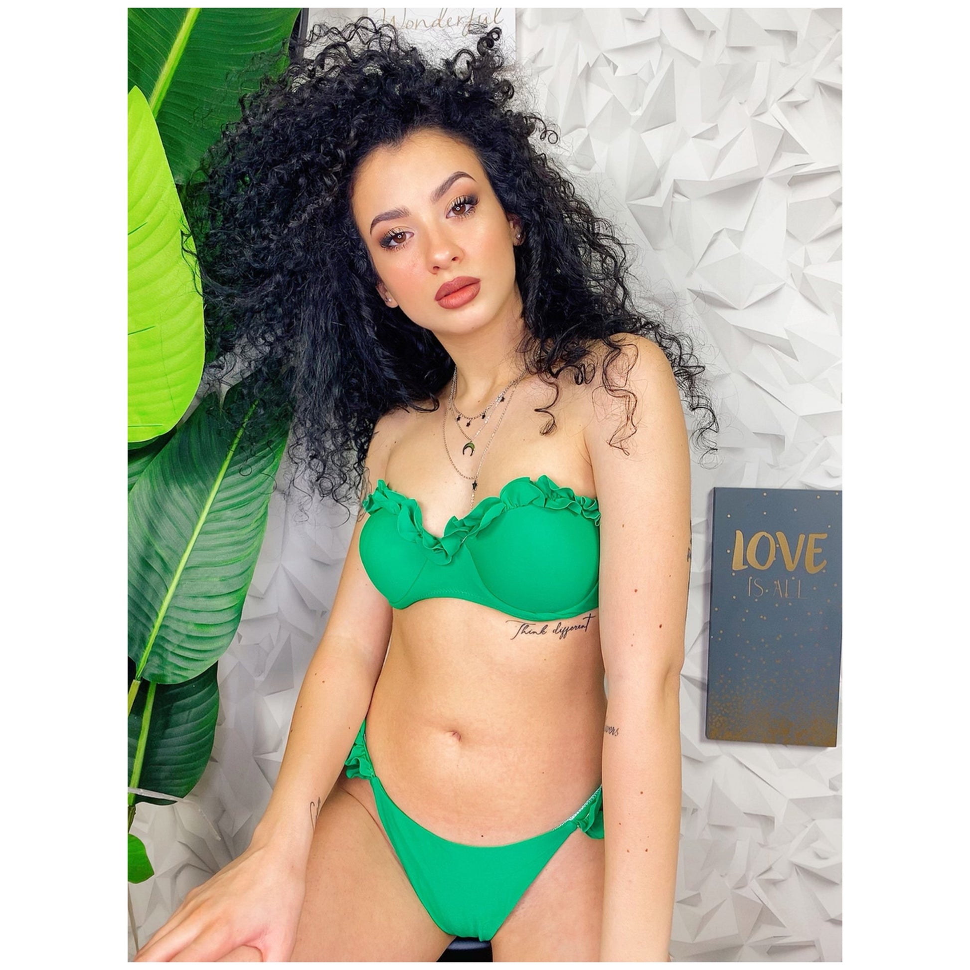 Bikini push up con top rouge floreale
