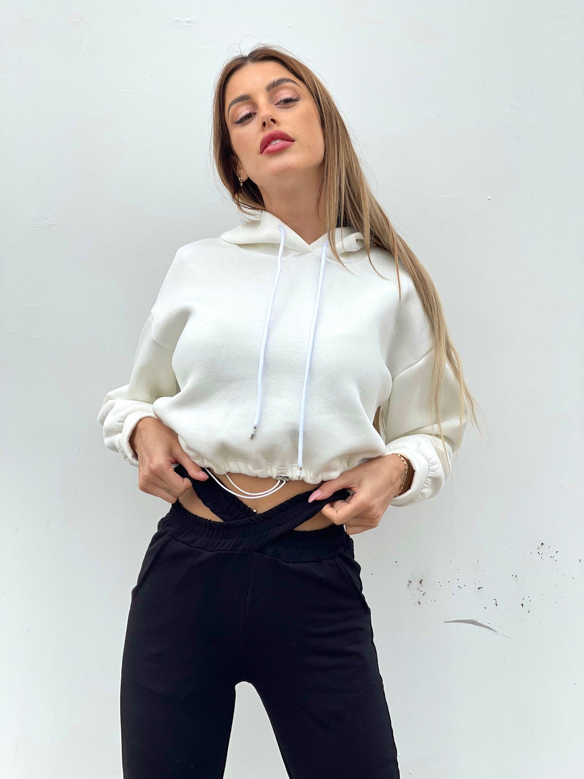 Felpa con elastico bianca