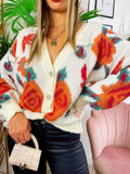 Maglione gioiello con rose bianco