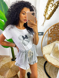 Short grigio con arricciatura