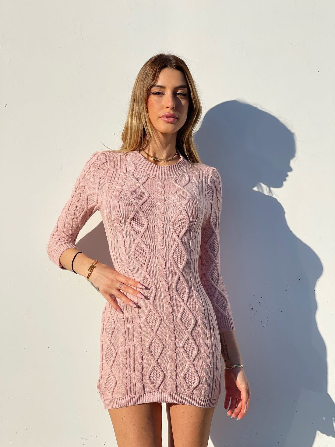 Abito a trecce schiena aperta rosa