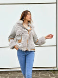 Giaccone grigio polvere dettaglio Camel