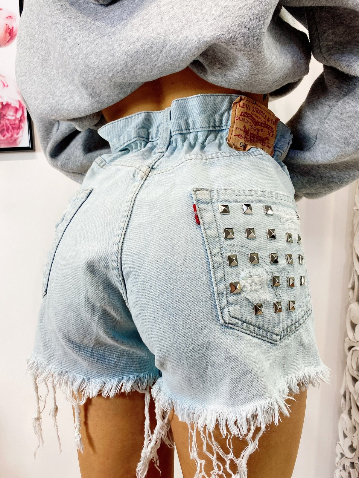 Short Levi’s Vintage con Borchie bagno Chiaro