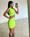 Completo top e gonna lime