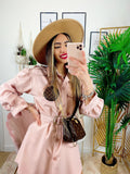 Abito a camicia con cintura Rosa