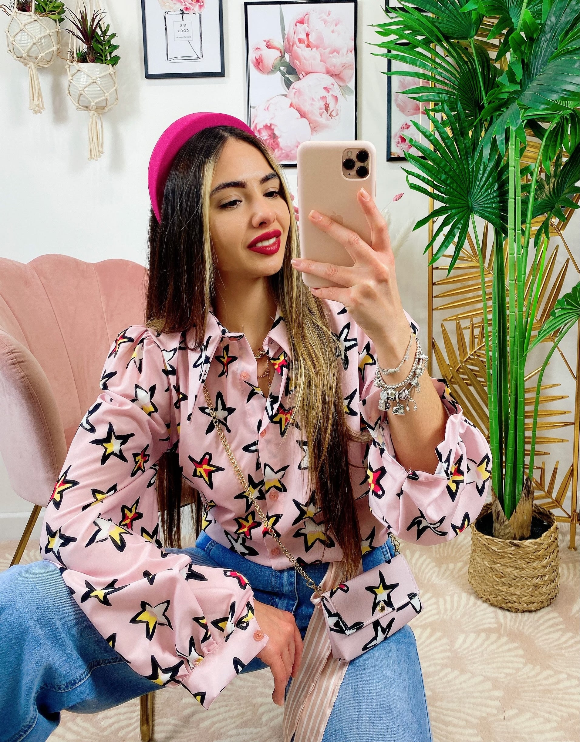 Camicia Rosa con Stelle e borsetta inclusa