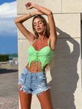 Top menta con lacci