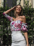 Top a fiori scollo a cuore