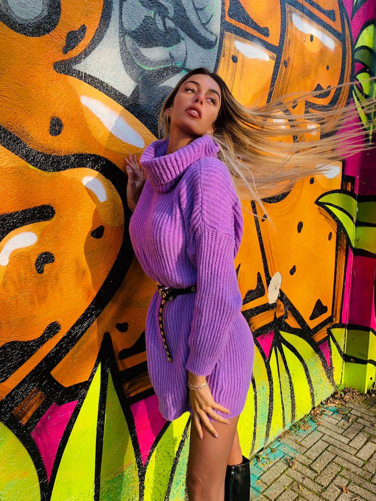 Abito in lana lilla