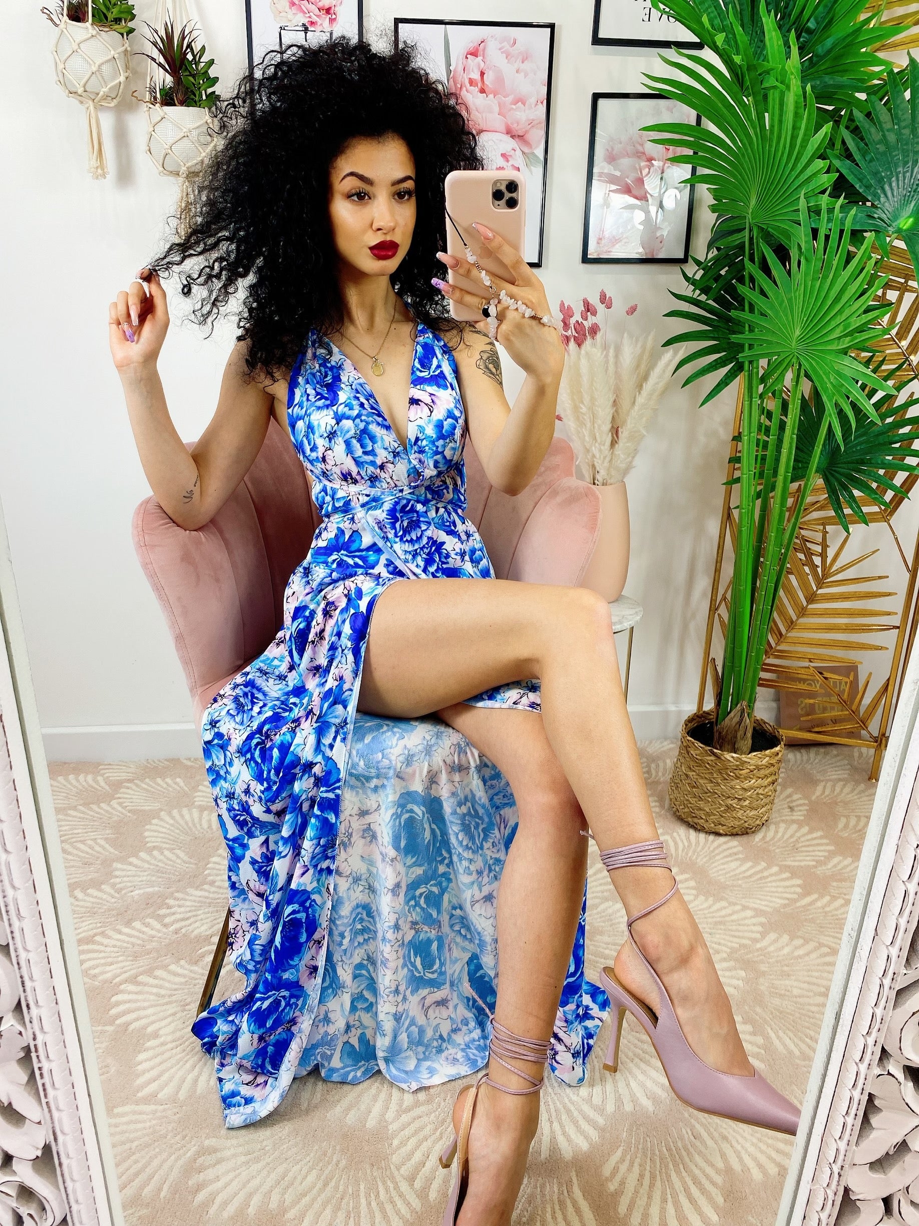 Dress Afrodite fiori celesti e lilla