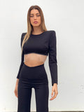 Top nero con frange