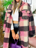 Maxi camicione a quadri nero e rosa
