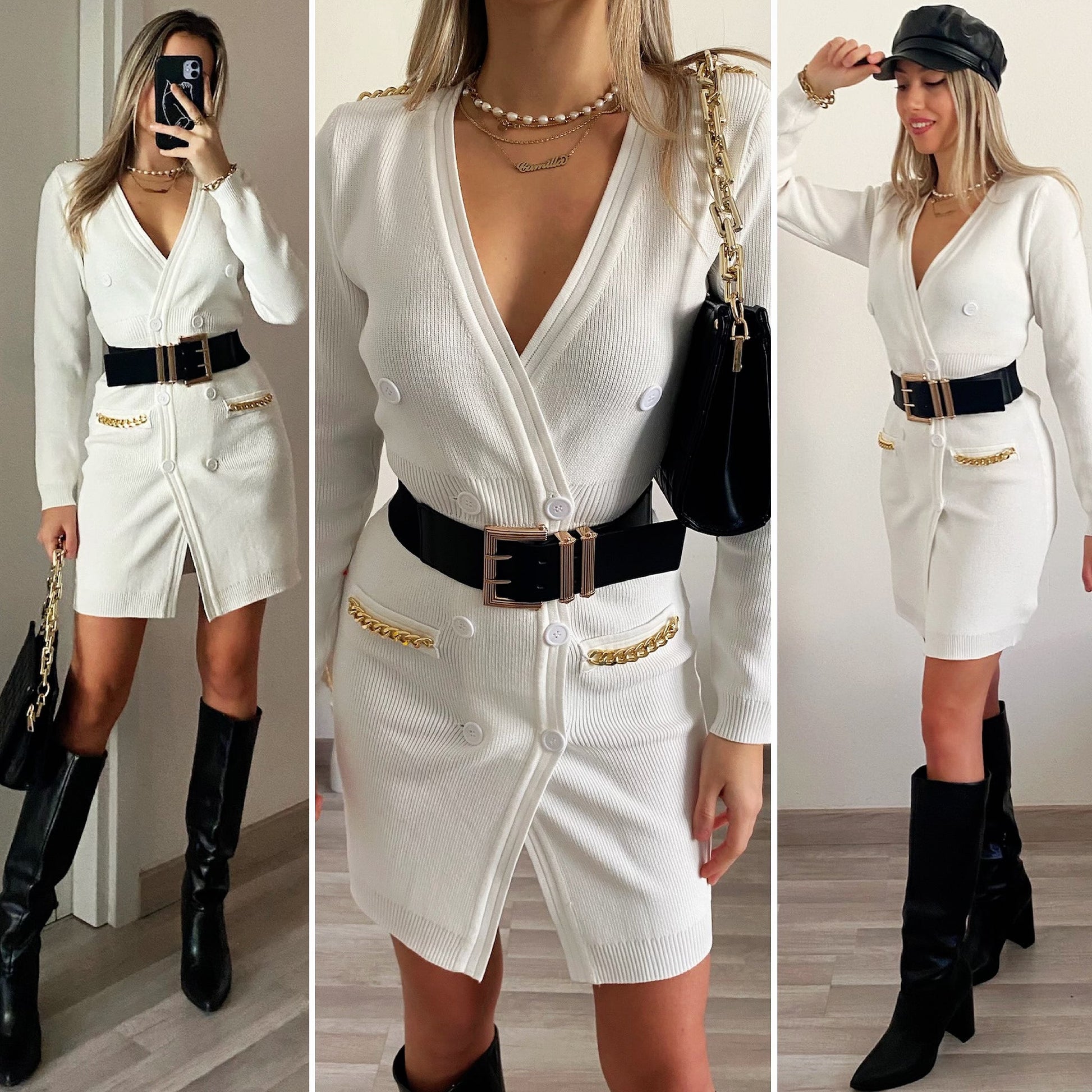 Blazer bianco con catene oro