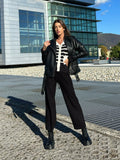 Pantalone di lana ampio nero