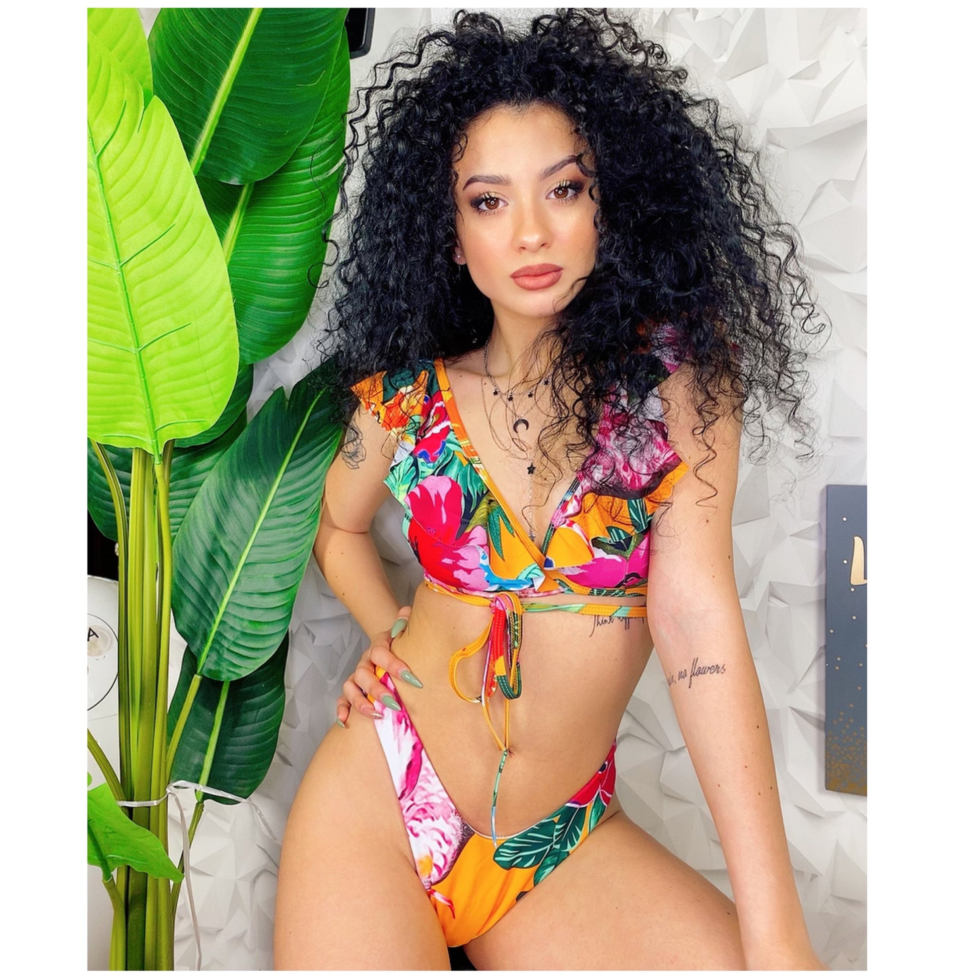 Bikini Formentera due pezzi floreale arancio
