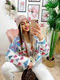Cardigan corto con cuori