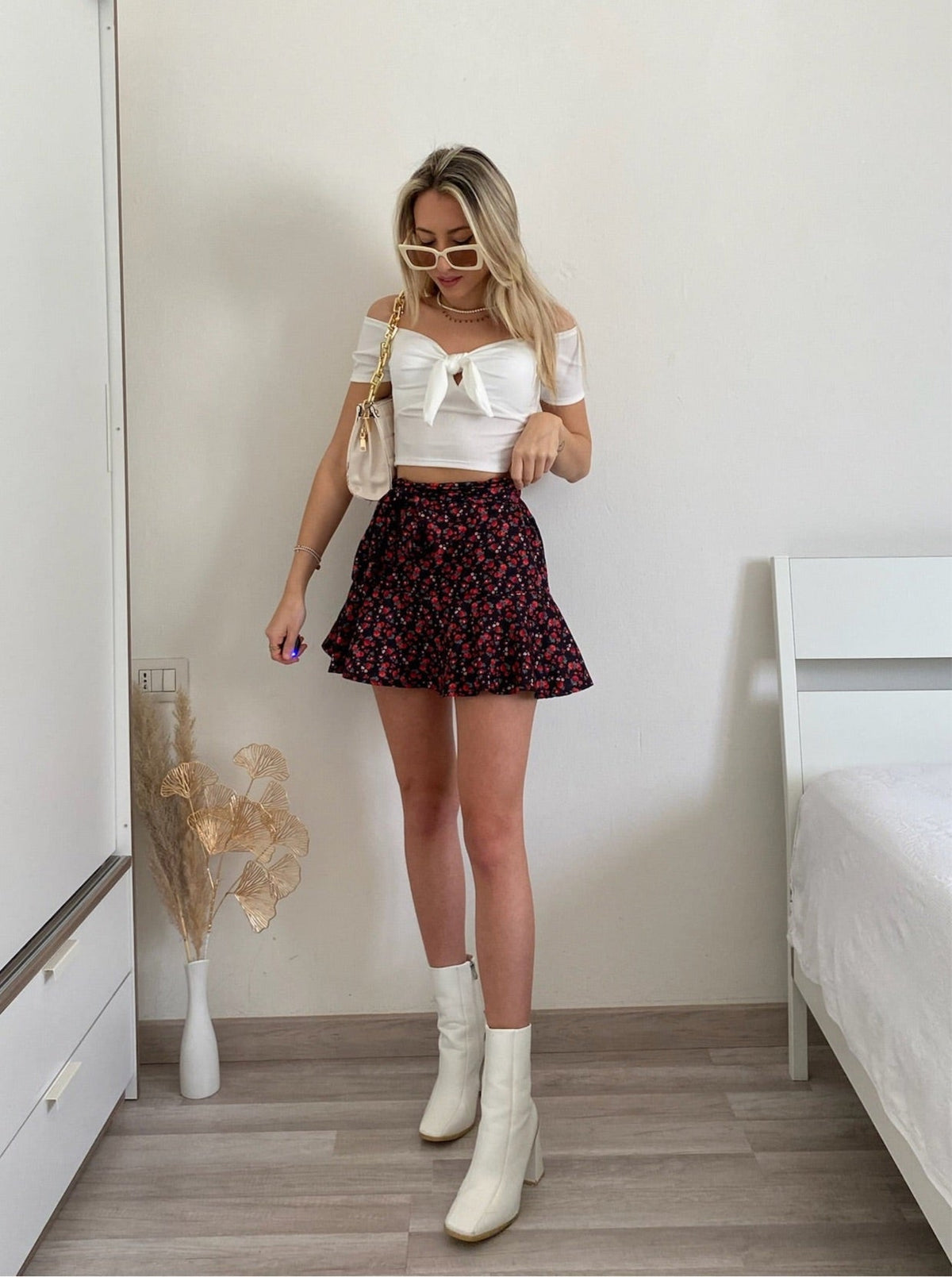 Gonna pantalone con fiori